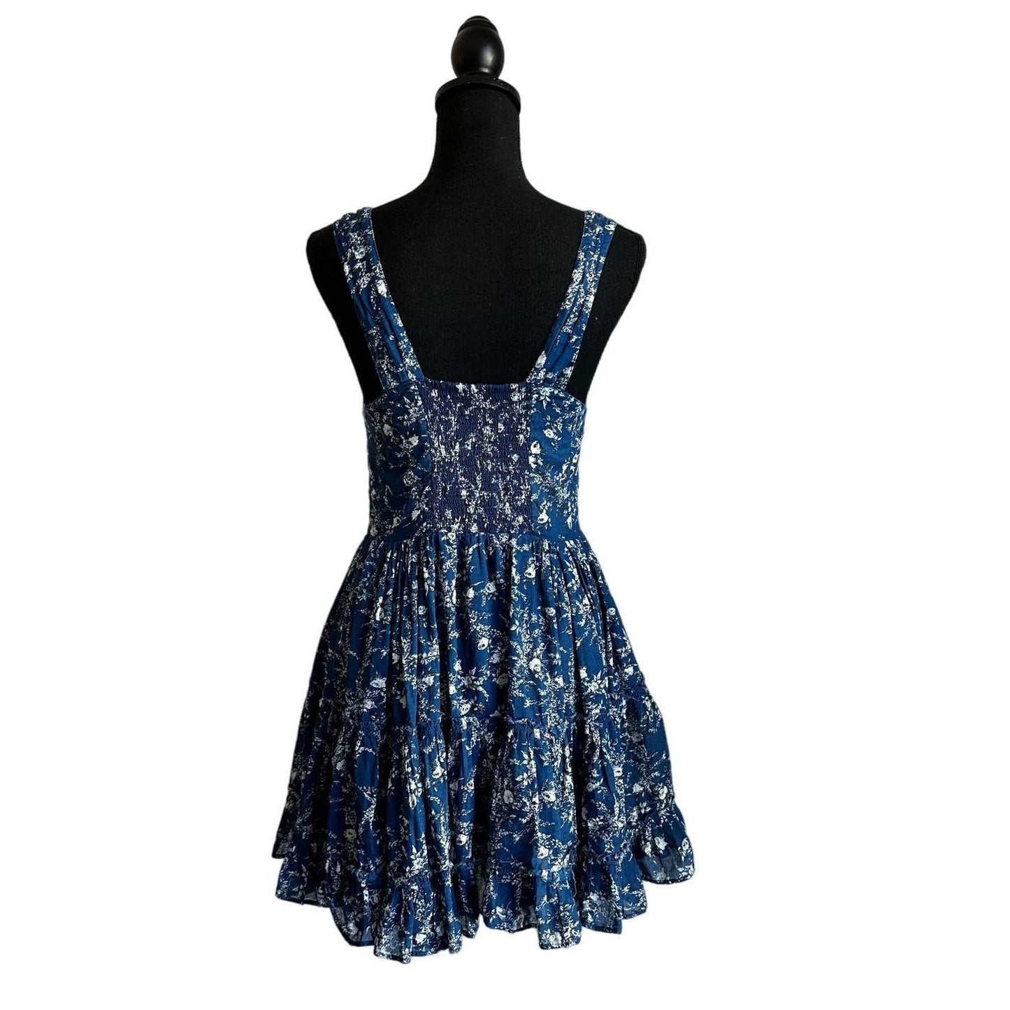 Free People Dance on the Blacktop Blue Floral Mini Dress Sz XS
