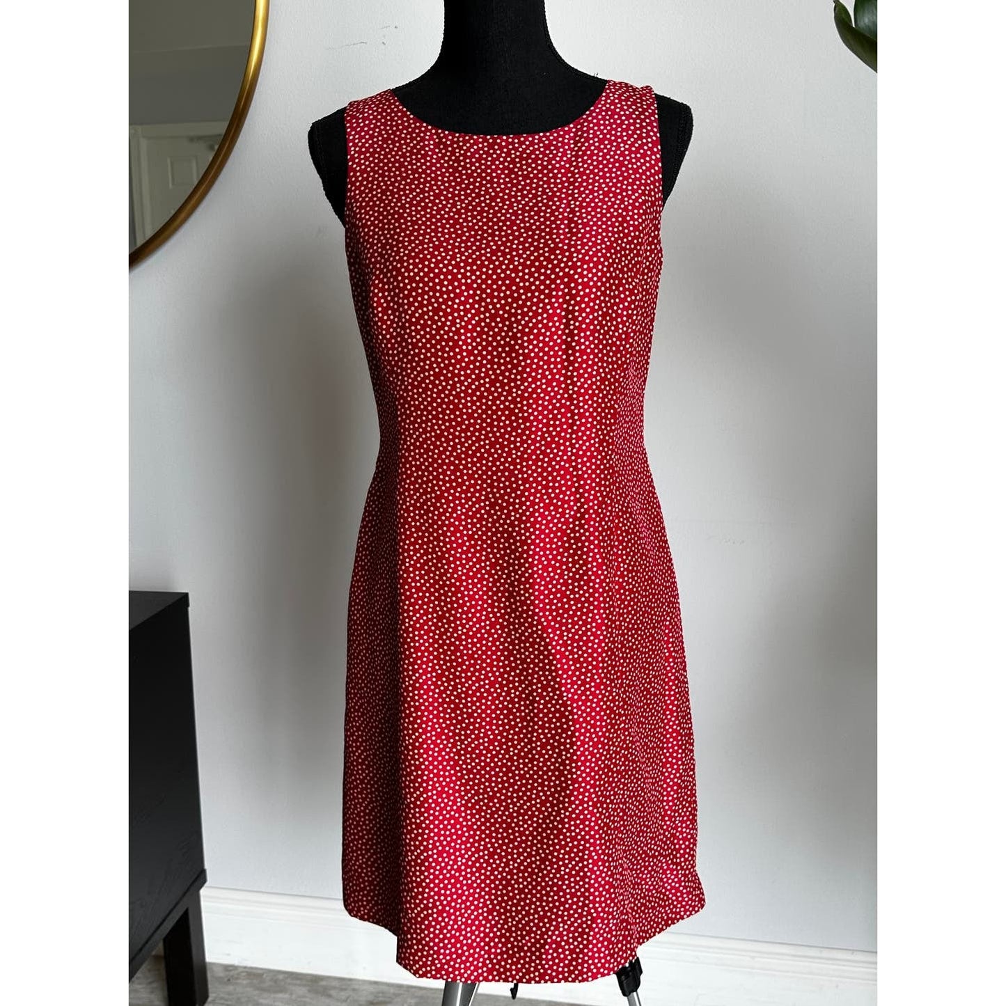 Ann Taylor Petites Silk Red Polka Dot Midi Dress Sz 6p